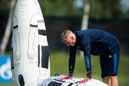 Robin Olsen of the Swedish national football team at a