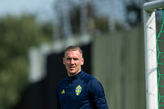 Robin Olsen of the Swedish national football team at a