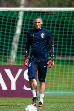 Robin Olsen of the Swedish national football team at a
