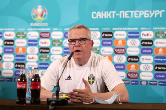 In this handout picture provided by UEFA Janne Andersson,