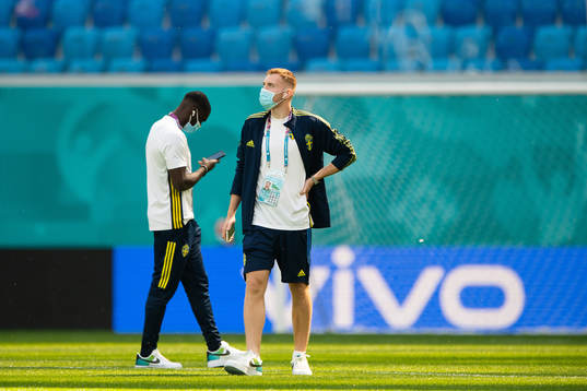 Ken Sema and Dejan Kulusevski of Sweden