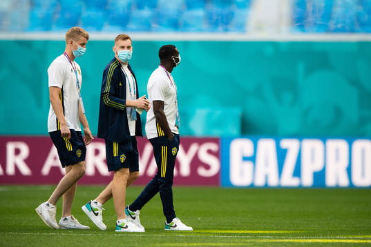 Filip Helander, Dejan Kulusevski and Ken Sema of Sweden