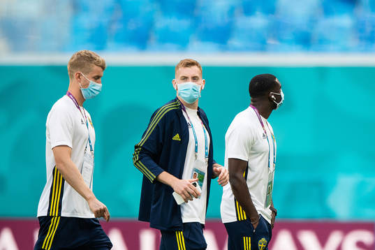 Filip Helander, Dejan Kulusevski and Ken Sema of Sweden