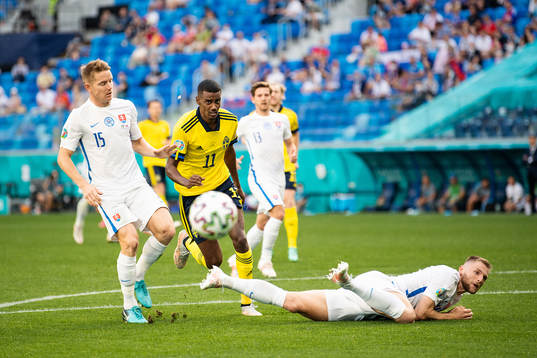 Tomas Hubocan and Milan Skriniar of Slovakia against