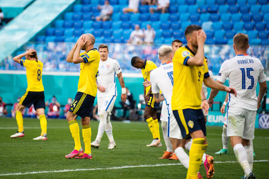 Albin Ekdal, Marcus Danielson and Marcus Berg of Sweden