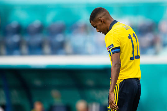 Alexander Isak of Sweden looks dejected