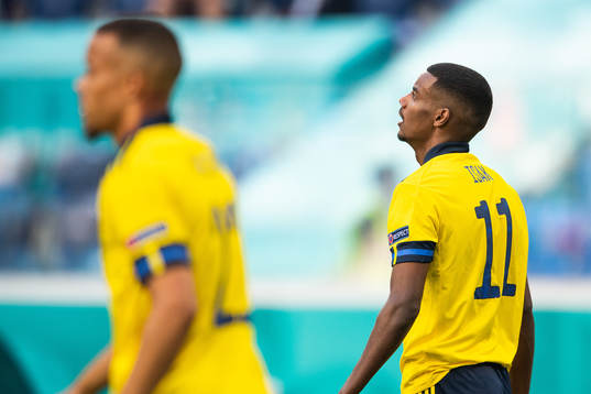 Alexander Isak of Sweden looks dejected