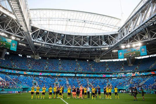 Players of Sweden celebrate