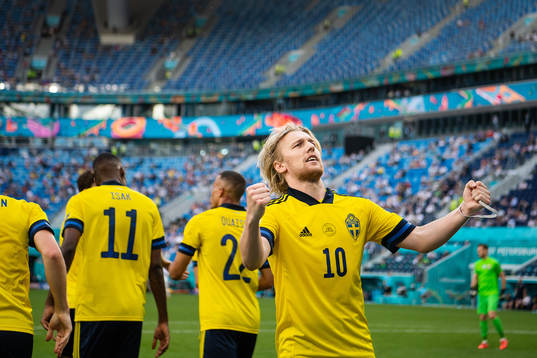Emil Forsberg of Sweden celebrates
