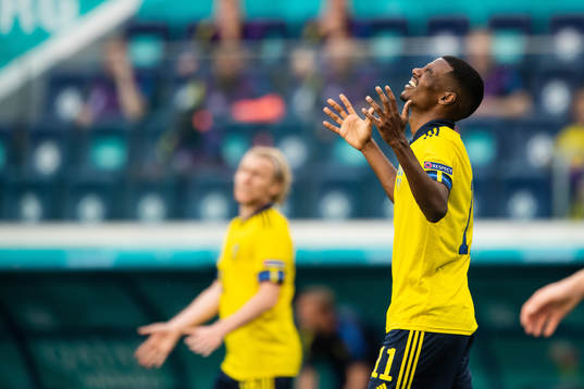 Alexander Isak of Sweden looks dejected