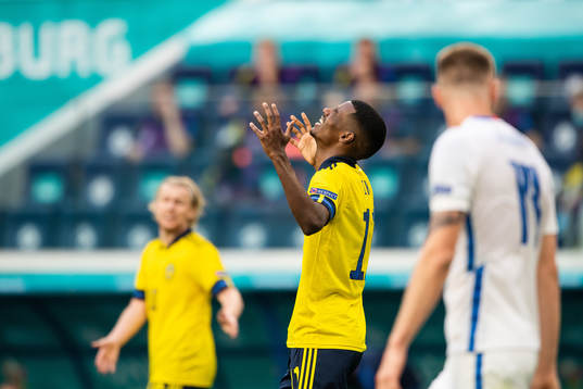 Alexander Isak of Sweden looks dejected