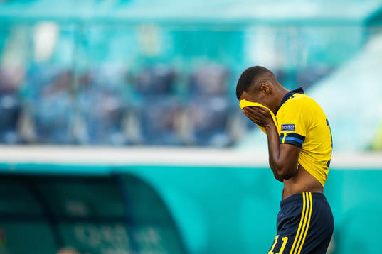 Alexander Isak of Sweden looks dejected