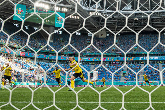Emil Forsberg of Sweden celebrates