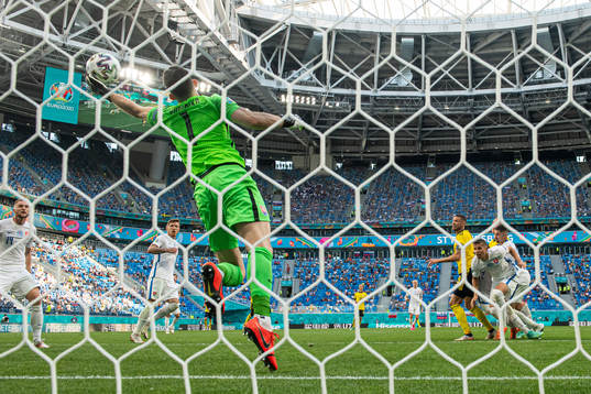 Goalkeeper Martin Dubravka of Slovakia makes a save