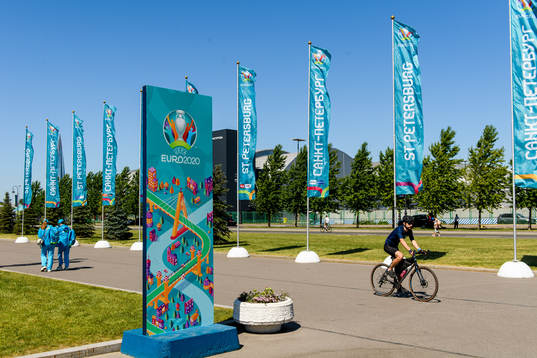 Signage for the UEFA Euro 2020 in St Petersburg