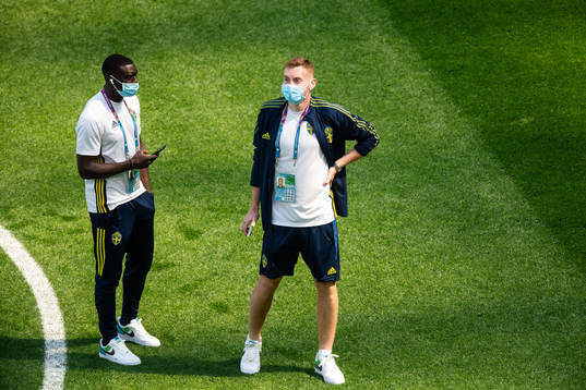 Ken Sema and Dejan Kulusevski of Sweden