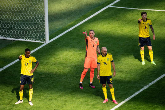 Alexander Isak, goalkeeper Robin Olsen, Marcus Danielson