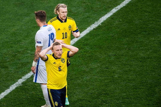 Ludwig Augustinsson of Sweden looks dejected