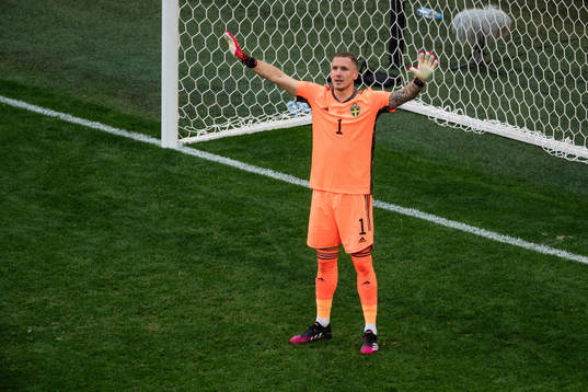 goalkeeper Robin Olsen of Sweden