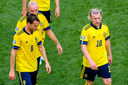 Marcus Danielson, Albin Ekdal and Emil Forsberg of Sweden