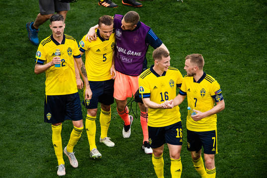 Mikael Lustig, Pierre Bengtsson, goalkeeper Robin Olsen.