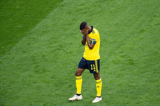 Alexander Isak of Sweden looks dejected