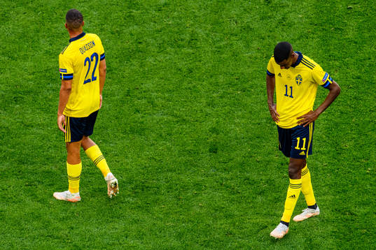 Robin Quaison and Alexander Isak of Sweden