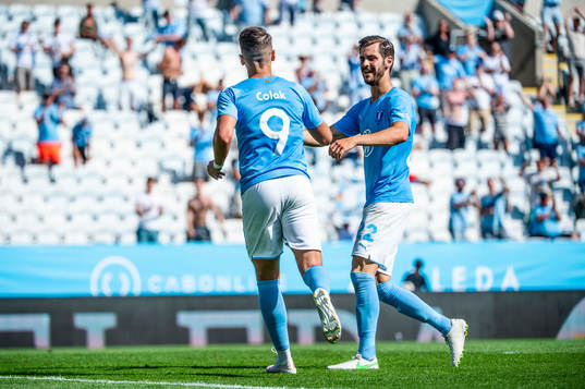 Malmö FFs Antonio Colak och Adi Nalic jublar