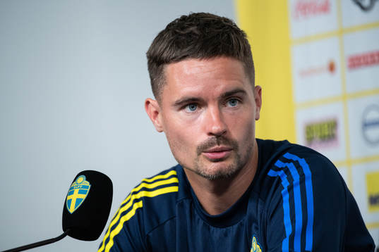 Mikael Lustig of the Swedish national football team at a