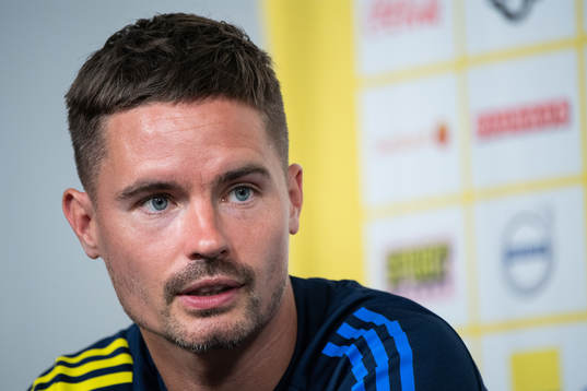 Mikael Lustig of the Swedish national football team at a