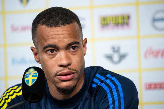 Robin Quaison of the Swedish national football team at a