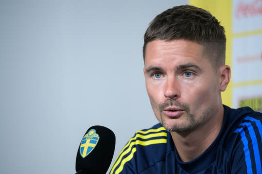 Mikael Lustig of the Swedish national football team at a