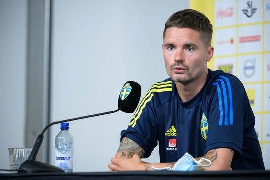 Mikael Lustig of the Swedish national football team at a