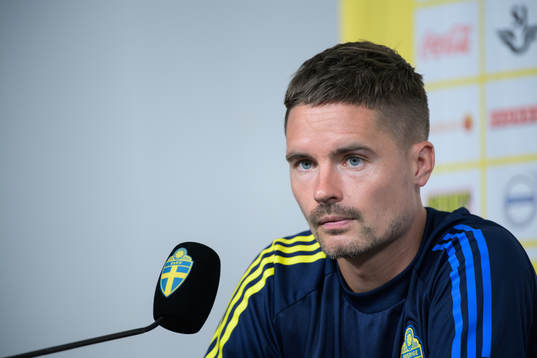 Mikael Lustig of the Swedish national football team at a