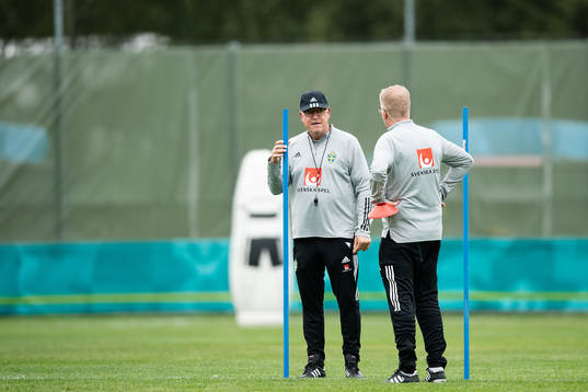 head coach Janne Andersson and scout Lars Jacobsson of the