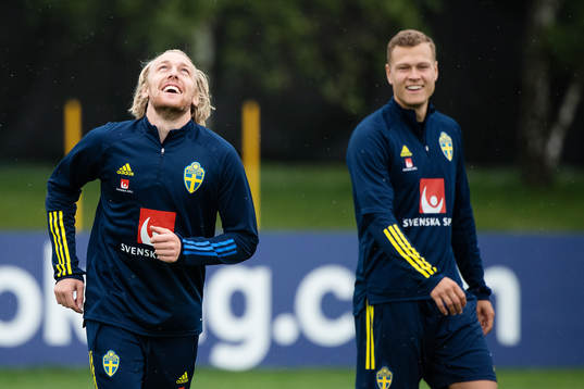 Emil Forsberg and Viktor Claesson of the Swedish national