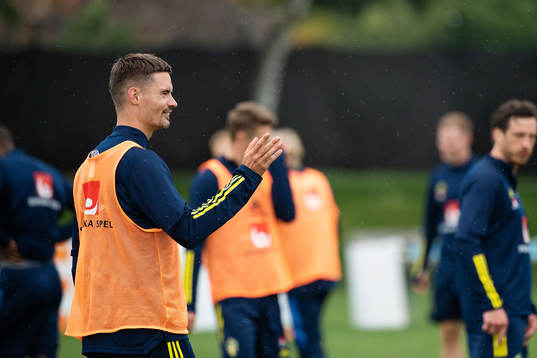 Mikael Lustig of the Swedish national football team at a