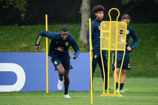 Alexander Isak of the Swedish national football team at a