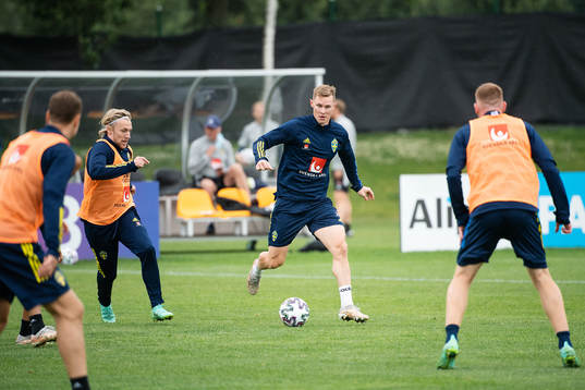 Emil Forsberg and Emil Krafth of the Swedish national