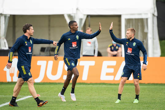 Gustav Svensson, Alexander Isak and Sebastian Larsson of