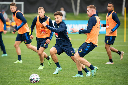 Jordan Larsson and Dejan Kulusevski of the Swedish national