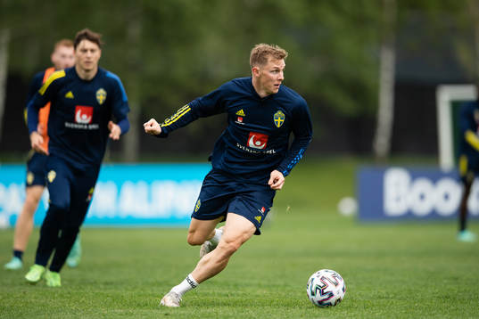 Emil Krafth of the Swedish national football team at a