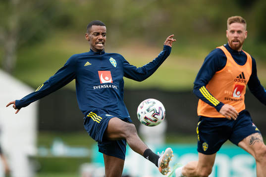 Alexander Isak and Pontus Jansson of the Swedish national
