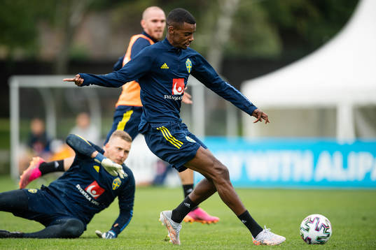 Alexander Isak of the Swedish national football team at a