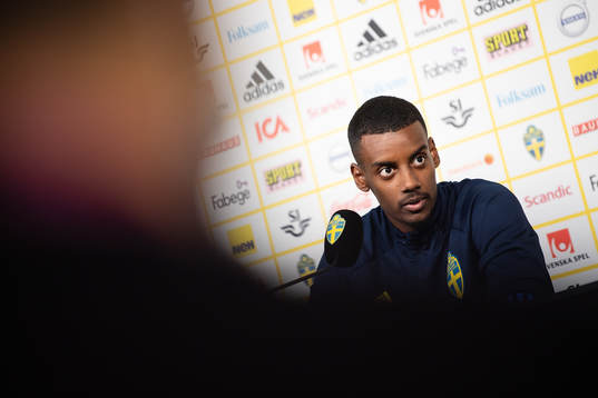 Alexander Isak of the Swedish national football team at a