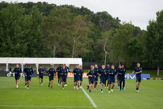 Players of the Swedish national football team at a training