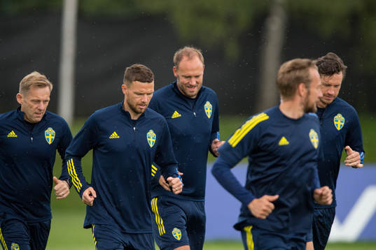 Marcus Berg, Andreas Granqvist and Gustav Svensson of the