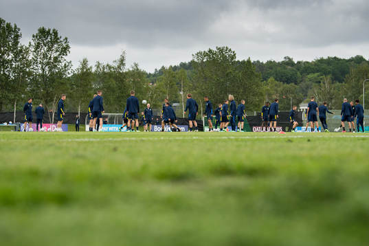 Players of the Swedish national football team at a training