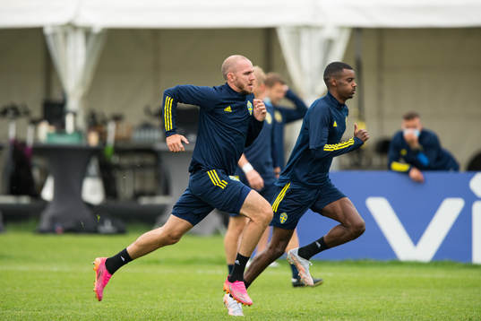 Marcus Danielson and Alexander Isak of the Swedish national