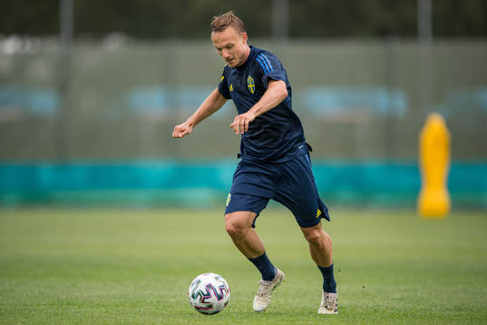 Pierre Bengtsson of the Swedish national football team at a